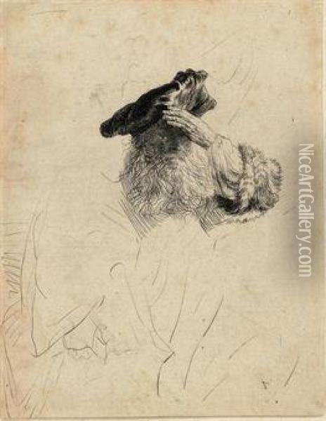 An Old Man Shading His Eyes With His Hand Oil Painting - Rembrandt Van Rijn