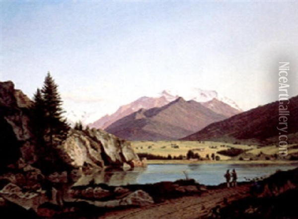 Am Schliersee Oil Painting - Johann Daniel Scheel