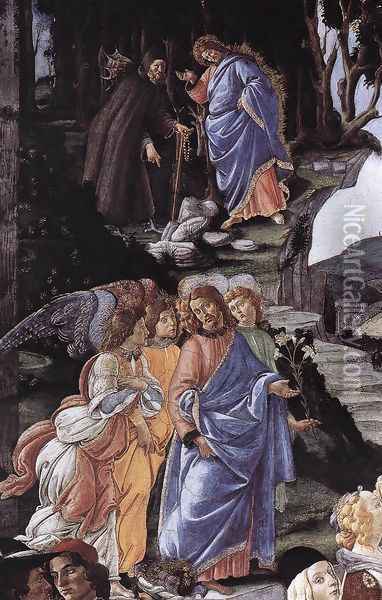 Three Temptations of Christ (detail 1) 1481-82 Oil Painting - Sandro Botticelli