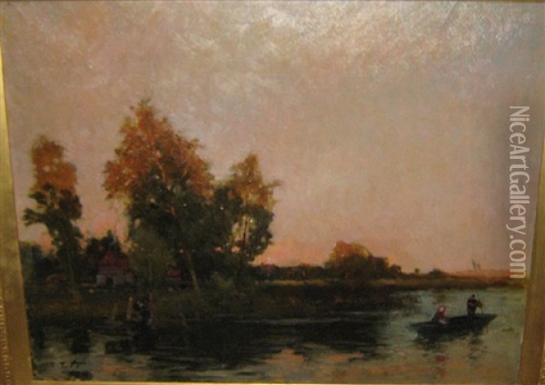 The Ferry Oil Painting - Thomas Edwin Mostyn
