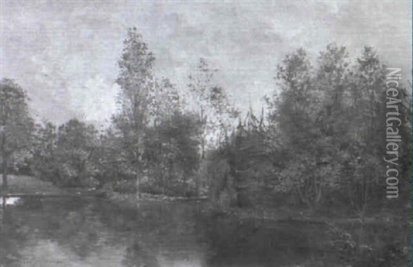 Herbstliche Flusslandschaft Oil Painting - Theodore Rousseau