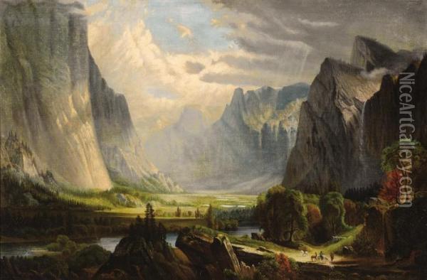 Untitled (valley Landscape) Oil Painting - Frederick Ferdinand Schafer