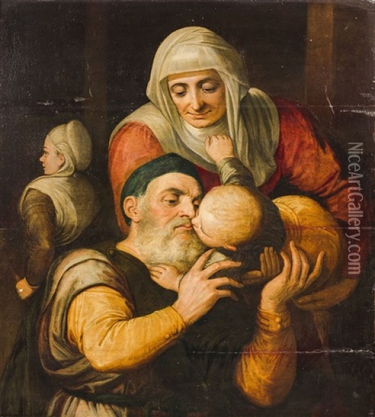 Die Heilige Familie Oil Painting - Frans Floris the Elder