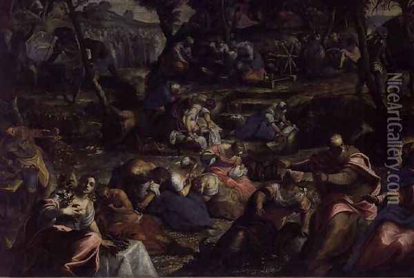 The Miraculous Fall of Manna Oil Painting - Jacopo Tintoretto (Robusti)