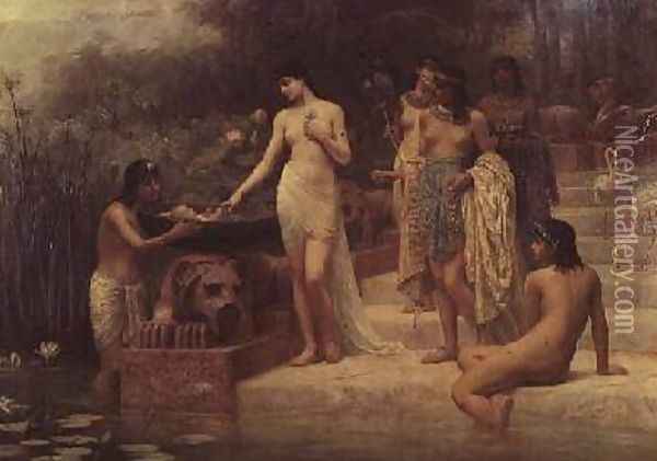 Pharaohs Daughter - The Finding of Moses 1886 Oil Painting - Edwin Longsden Long