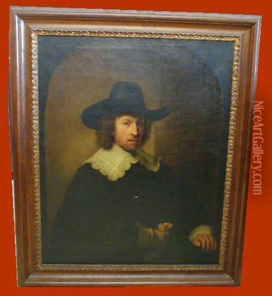 Portrait De Son Ami Rembrandt Oil Painting - Cornelius Jonson
