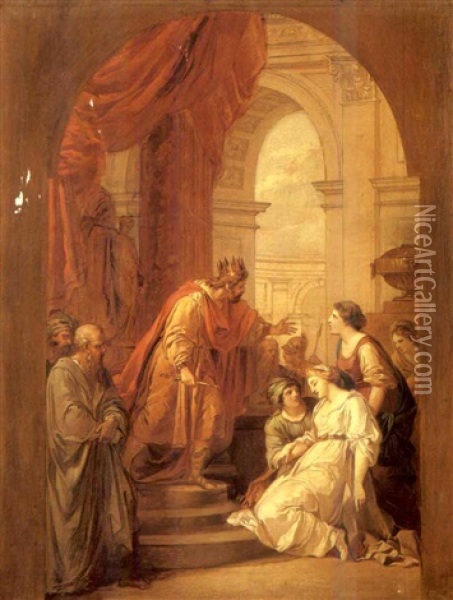 Esther Swoons Before King Ahasuerus Oil Painting - Lazzaro Baldi