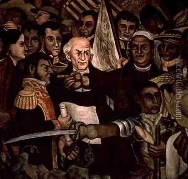 The Tribunal of the Inquisition (detail from mural cycle) Oil Painting - Diego Rivera