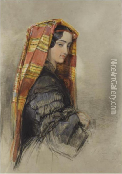 An Italian Girl At Rome Oil Painting - John Frederick Lewis