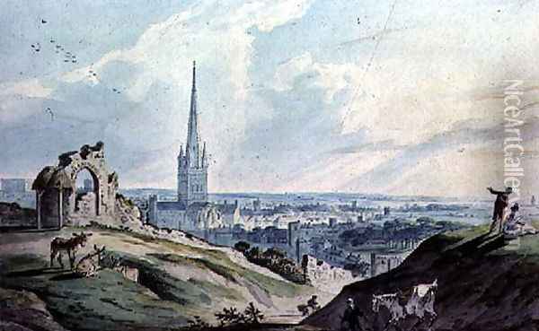 A View of Norwich, from Mouseshold Hill, near the Ruins of Kett's Castle Oil Painting - Charles, II Catton