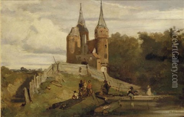 De Oude Stadspoort Van Delft: The Old Citygate, Delft Oil Painting - Matthijs Maris