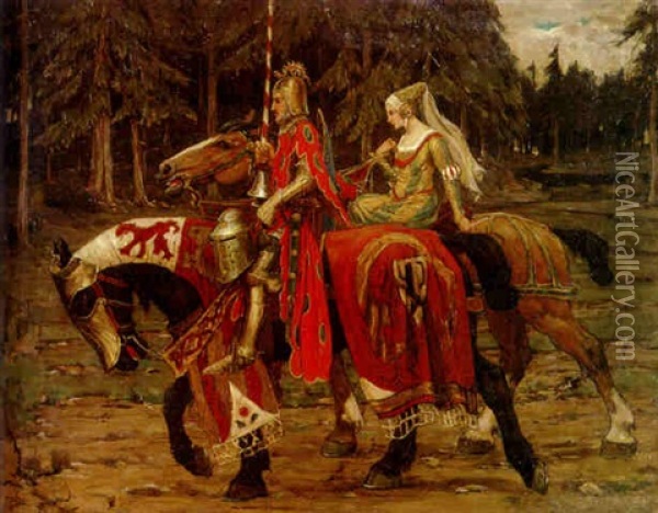 Heraldic Chivalry Oil Painting - Alphonse Mucha
