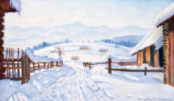 Zima Na Podhalu Oil Painting - Mieczyslaw Filipkiewicz