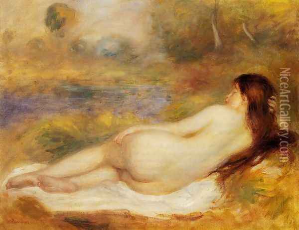 Nude Reclining On The Grass Oil Painting - Pierre Auguste Renoir