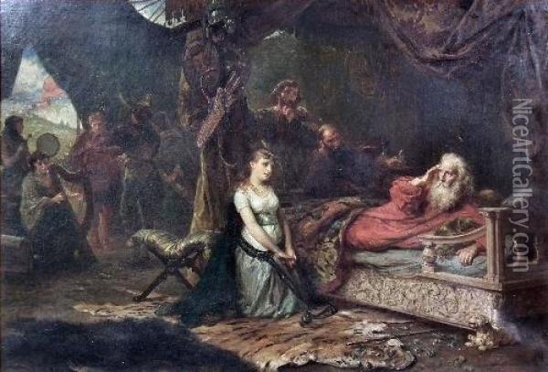 Cordelia And King Lear Oil Painting - Robert Alexander Hillingford