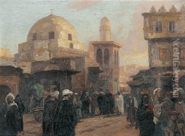 Strase Im Bazarviertel Von Kairo Oil Painting - Georg Macco