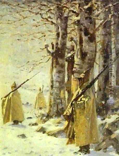 Picket In The Balkan Mountains 1878 Oil Painting - Vasili Vasilyevich Vereshchagin