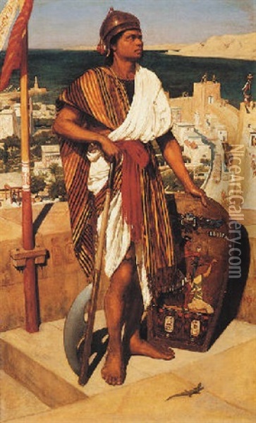 On Guard In The Time Of The Pharaohs Oil Painting - Edward John Poynter