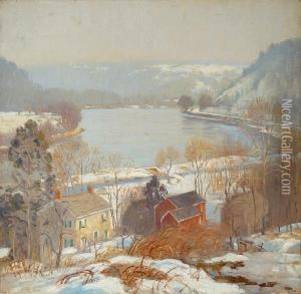 Dorchester River (after Daniel Garber) Oil Painting - Alfred Mitchell