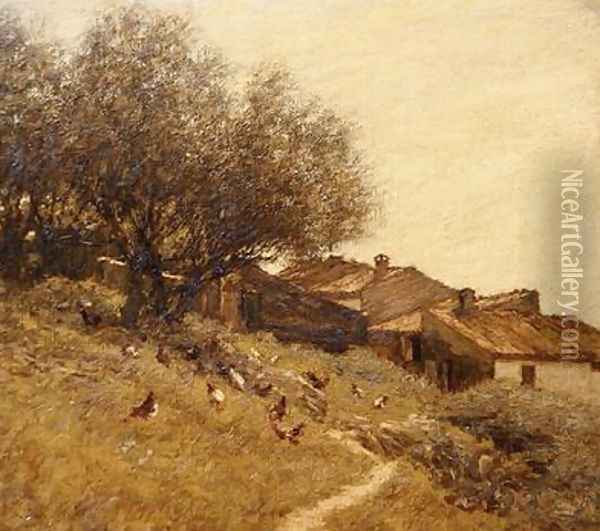 A Hillside Village in Provence Oil Painting - Henry Herbert La Thangue