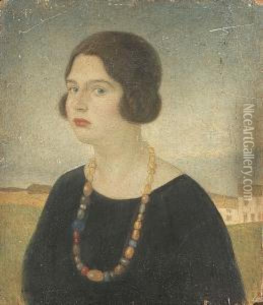 Portrait Of Joscelyne Verney Gaskin, Aged 22 Oil Painting - Arthur Joseph Gaskin