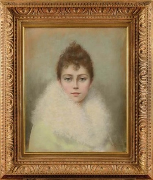 Portrait De Jeune Femme Oil Painting - Leon Bonnat