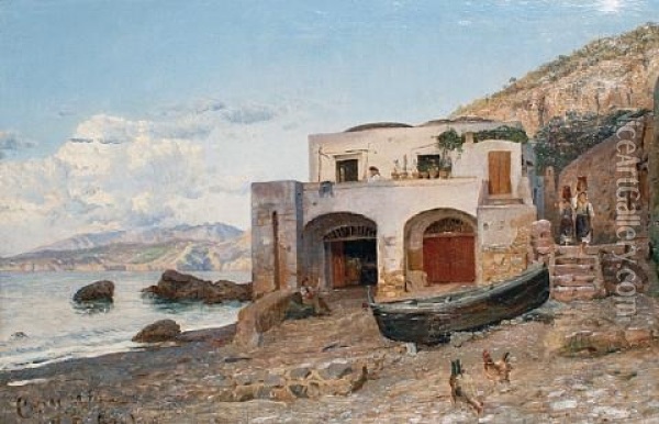 Capri Oil Painting - Godfred Christensen