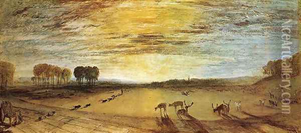 Petworth Park: Tillington Church in the Distance Oil Painting - Joseph Mallord William Turner
