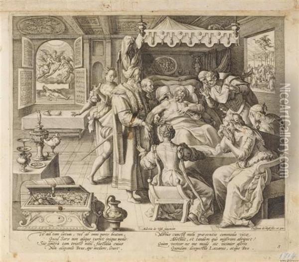 The Death Of Lazarus Oil Painting - Crispijn I De Passe
