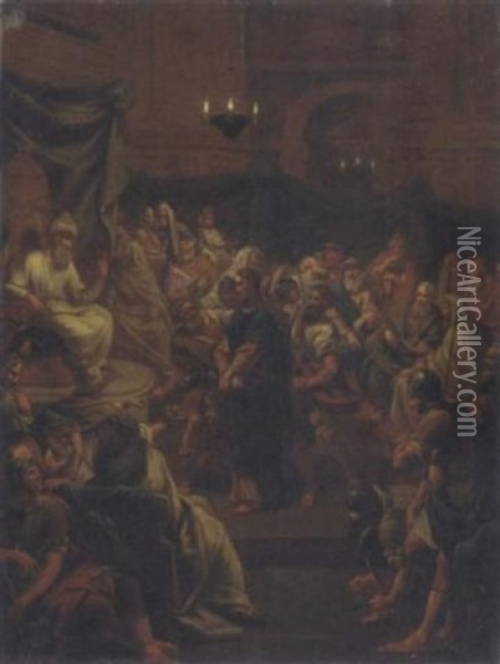 Christ Before Pilate Oil Painting - Jean-baptiste Jouvenet