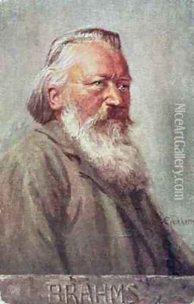 Portrait of Johannes Brahms German composer Oil Painting - Albert Eichhorn