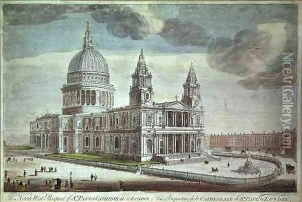 The North West Prospect of St Paul's Cathedral in London (1) Oil Painting - Thomas Bowles