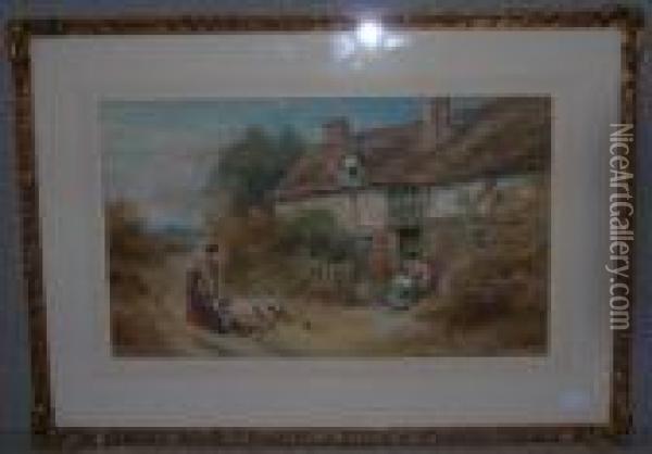 Description
Follower Of Myles Birket Foster Figuresoutside A Cottage Oil Painting - Myles Birket Foster