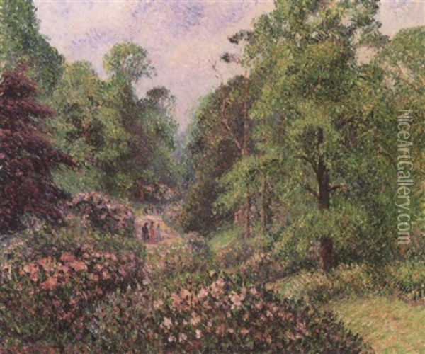 Jardin De Kew, L'alle Des Rhododendrons Oil Painting - Camille Pissarro