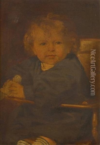 L'enfant Dans Sa Chaise Haute Oil Painting - Jan Frans Verhas