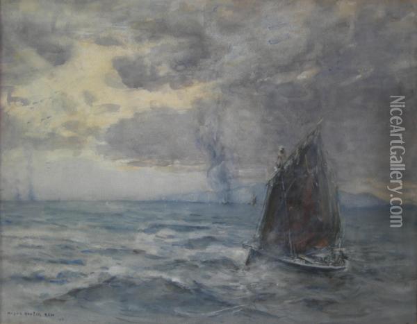 Fishing Fleet By Moonlight Oil Painting - Mason Hunter