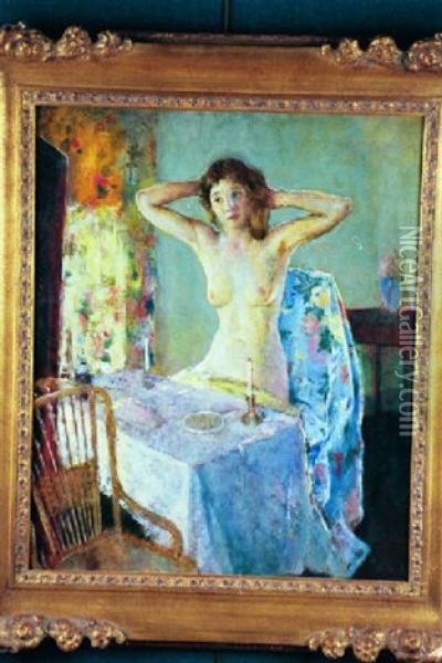 At Her Vanity Oil Painting - Charles Webster Hawthorne