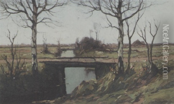 Landscape With A Bridge Oil Painting - Paul Bodifee