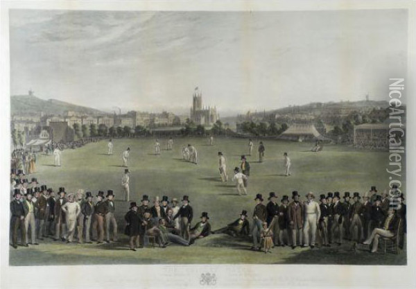 Basebe And Williamdrummond The Cricket Match Between Sussex Oil Painting - Charles William Adderton