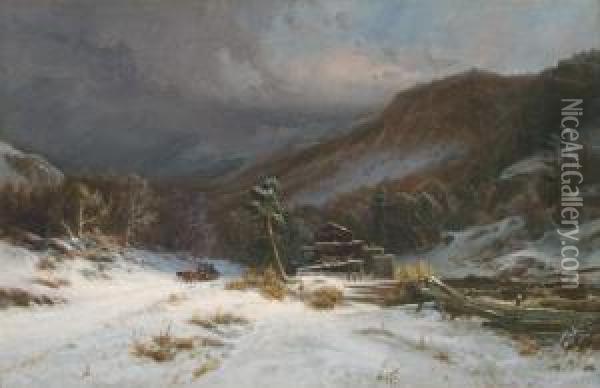 Late Afternoon In The Shawangunk Mountains Oil Painting - Johann-Hermann Carmiencke