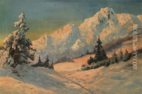 Snowy Alpine Scene Oil Painting - Ivan Fedorovich Choultse