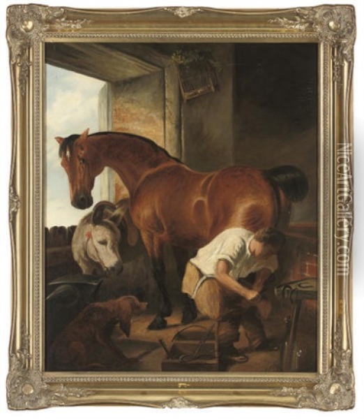 Shoeing Oil Painting - William Payne