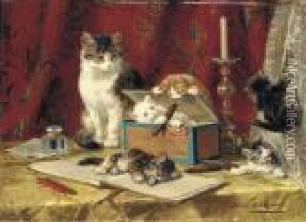 The Cigar Box Oil Painting - Henriette Ronner-Knip