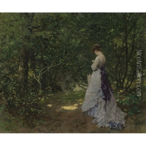 A Woodland Stroll Oil Painting - Ferdinand Heilbuth