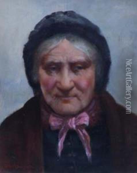 Portrait Of An Elderly Lady Oil Painting - David W. Haddon