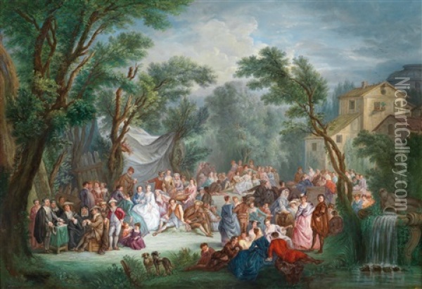 La Signature Du Contrat De La Noce De Village; And La Mariee De Village Oil Painting - Louis Joseph Watteau