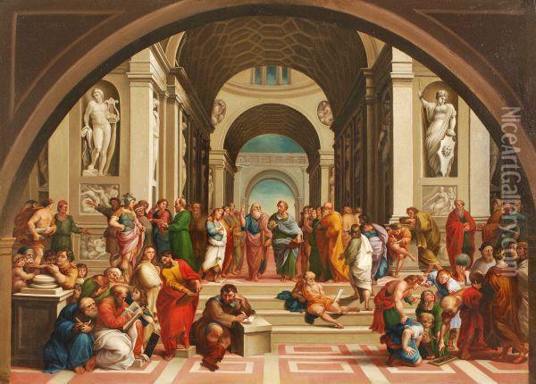 The School Of Athens Oil Painting - Raphael (Raffaello Sanzio of Urbino)