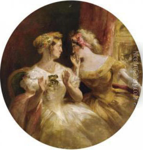 Gossips At The Opera Oil Painting - George Cruickshank