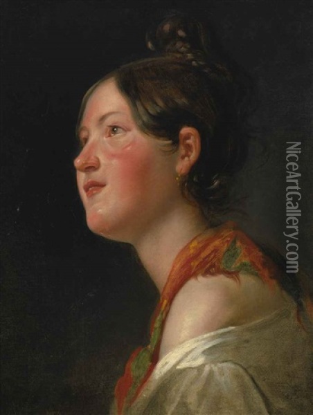 Portrait Eines Jungen Madchens Im Profil Von Links Oil Painting - Friedrich von Amerling
