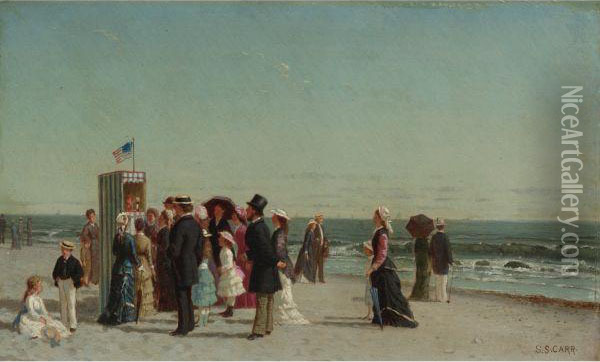 Punch And Judy Show On The Beach Oil Painting - Samuel S. Carr